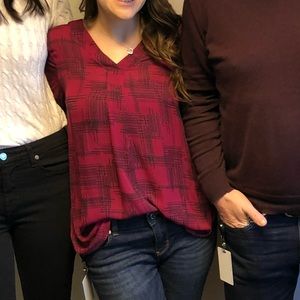 Red and black lightweight blouse